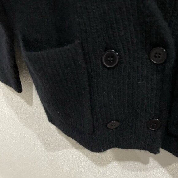 Vintage Black Lambswool Academia Cardigan Fisherman Grandpacore Boho Soft - Picture 3 of 6